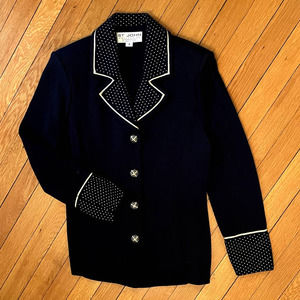 St. John Navy Blue Sweater Blazer